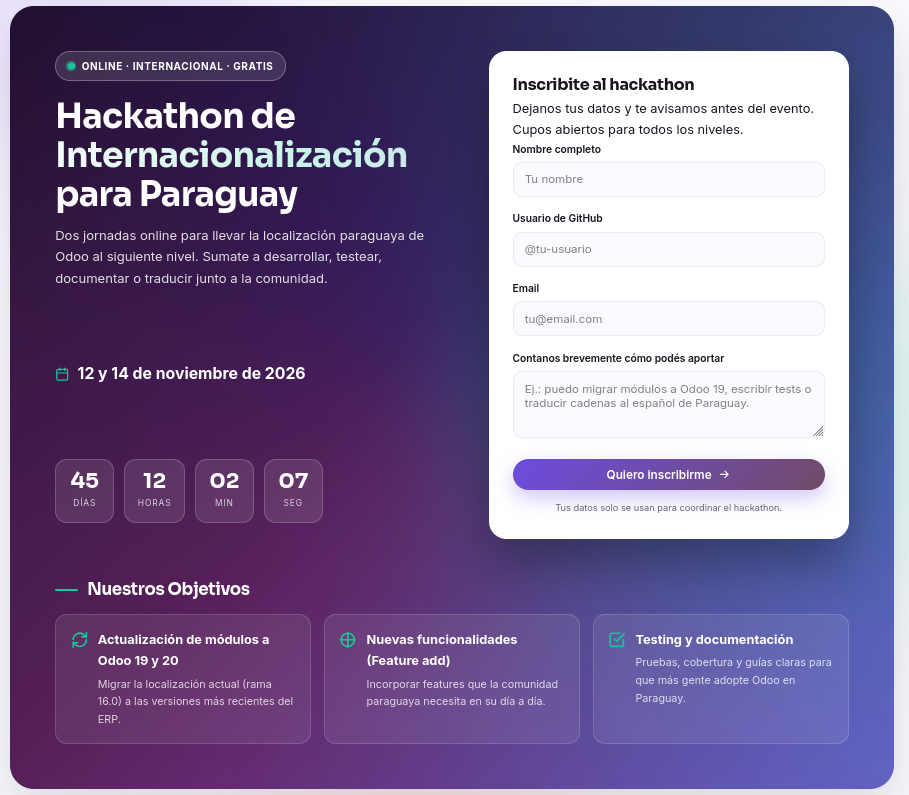 ODOO4projects Supports the OCA Paraguay Internationalization Hackathon